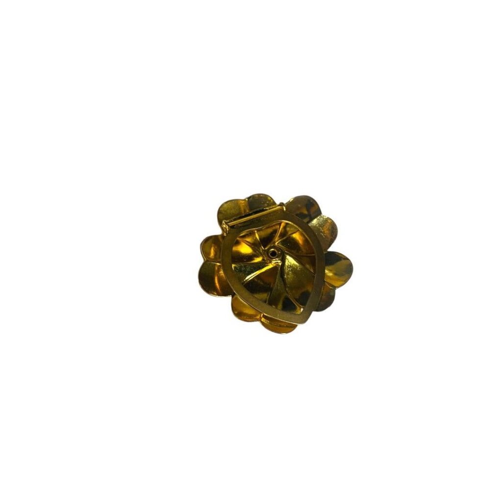Vintage Goldtone Scarf Shoe Hat Lever Clip 1.5" Diameter Textured Dimensional - Picture 7 of 8